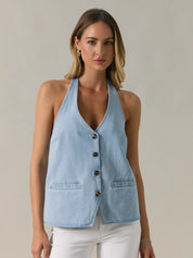Coastal Denim Halter Vest