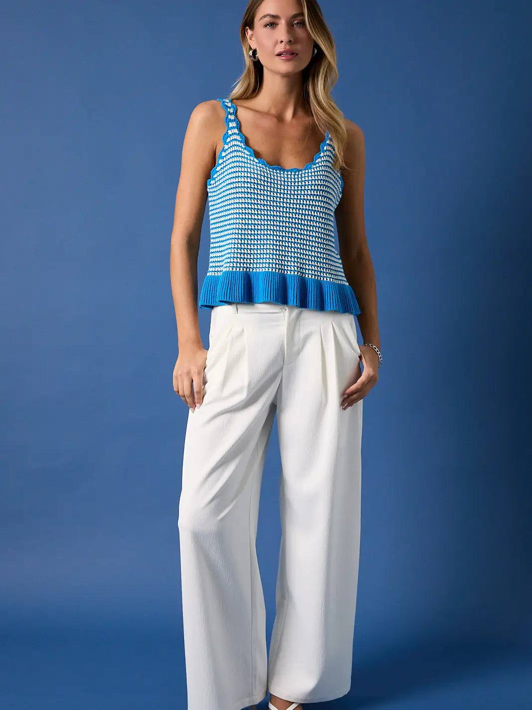 Seaside Scallop Knit Tank