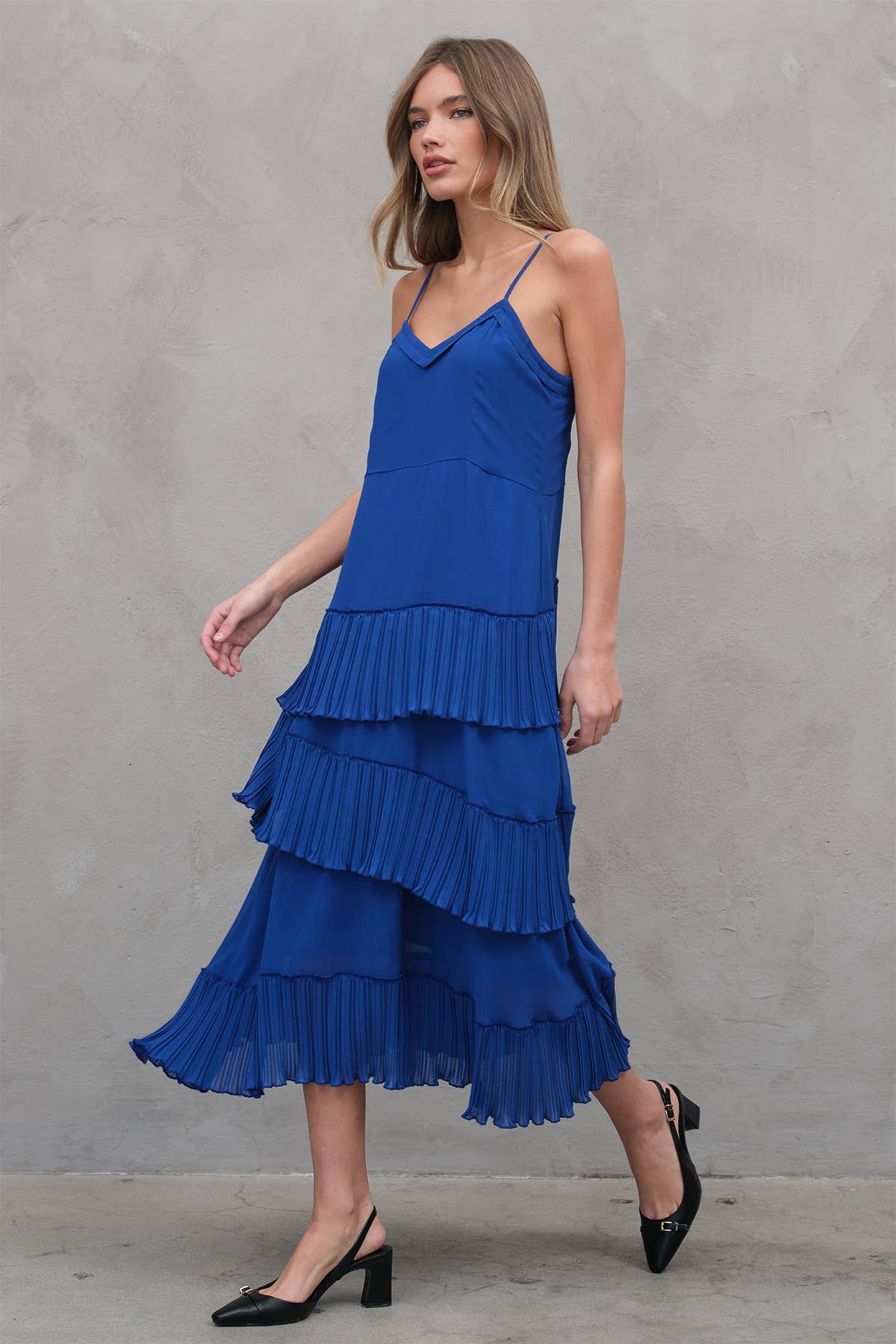 Celeste Asymmetrical Pleat Dress