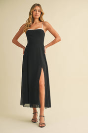 Luna Contrast Strap Midi Dress