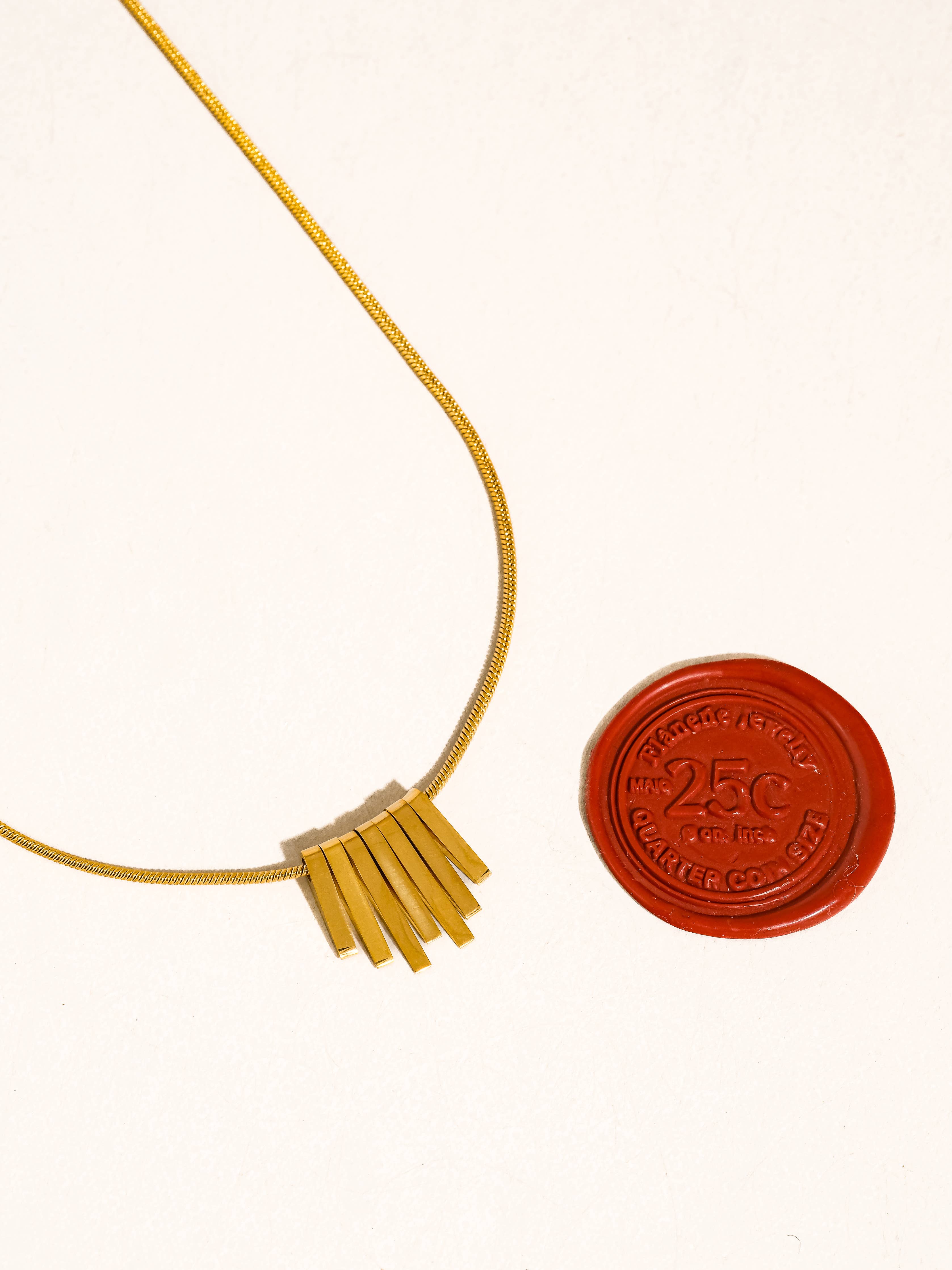 Lorraine 18K Gold Non-Tarnish Minimalist Bar Necklace