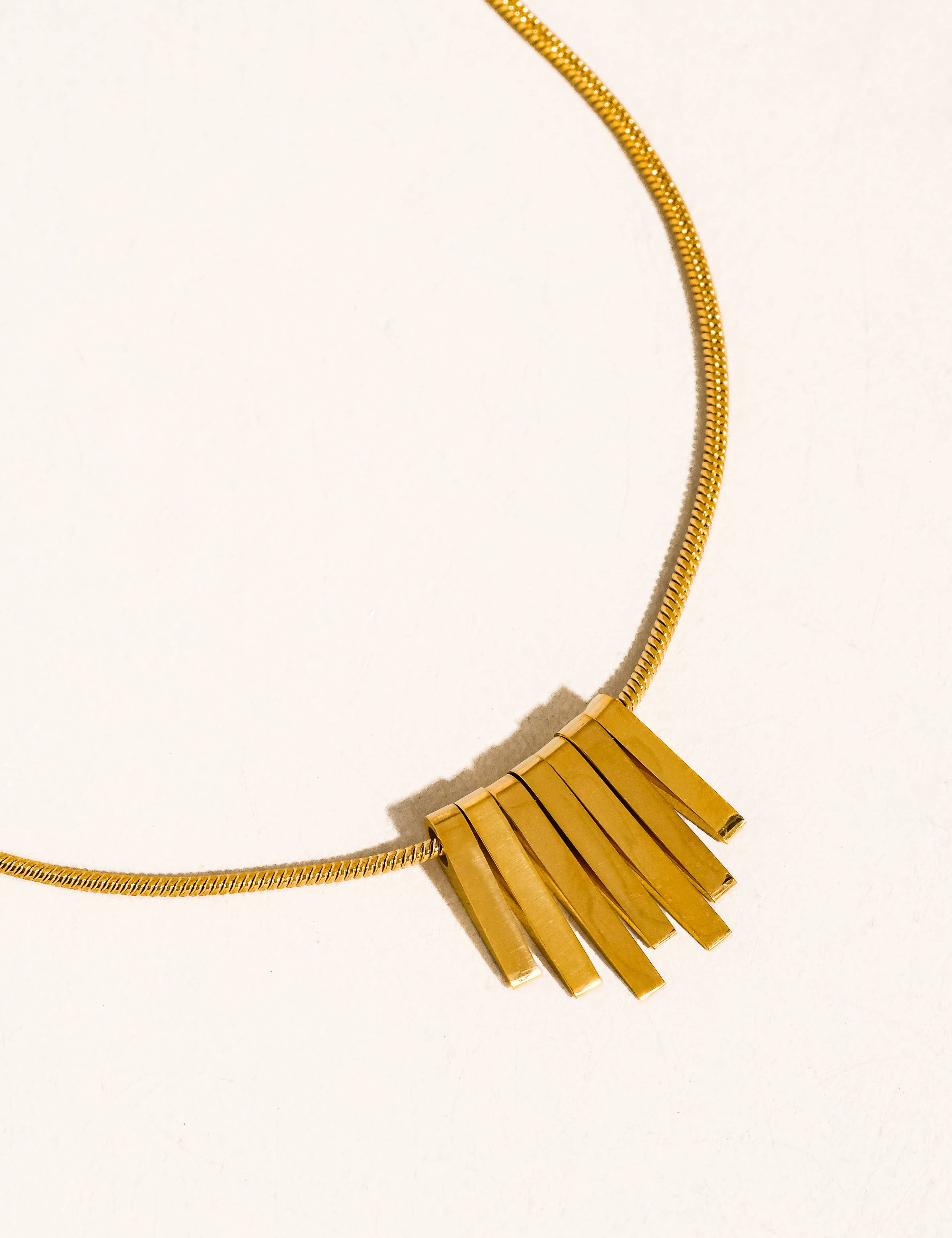 Lorraine 18K Gold Non-Tarnish Minimalist Bar Necklace