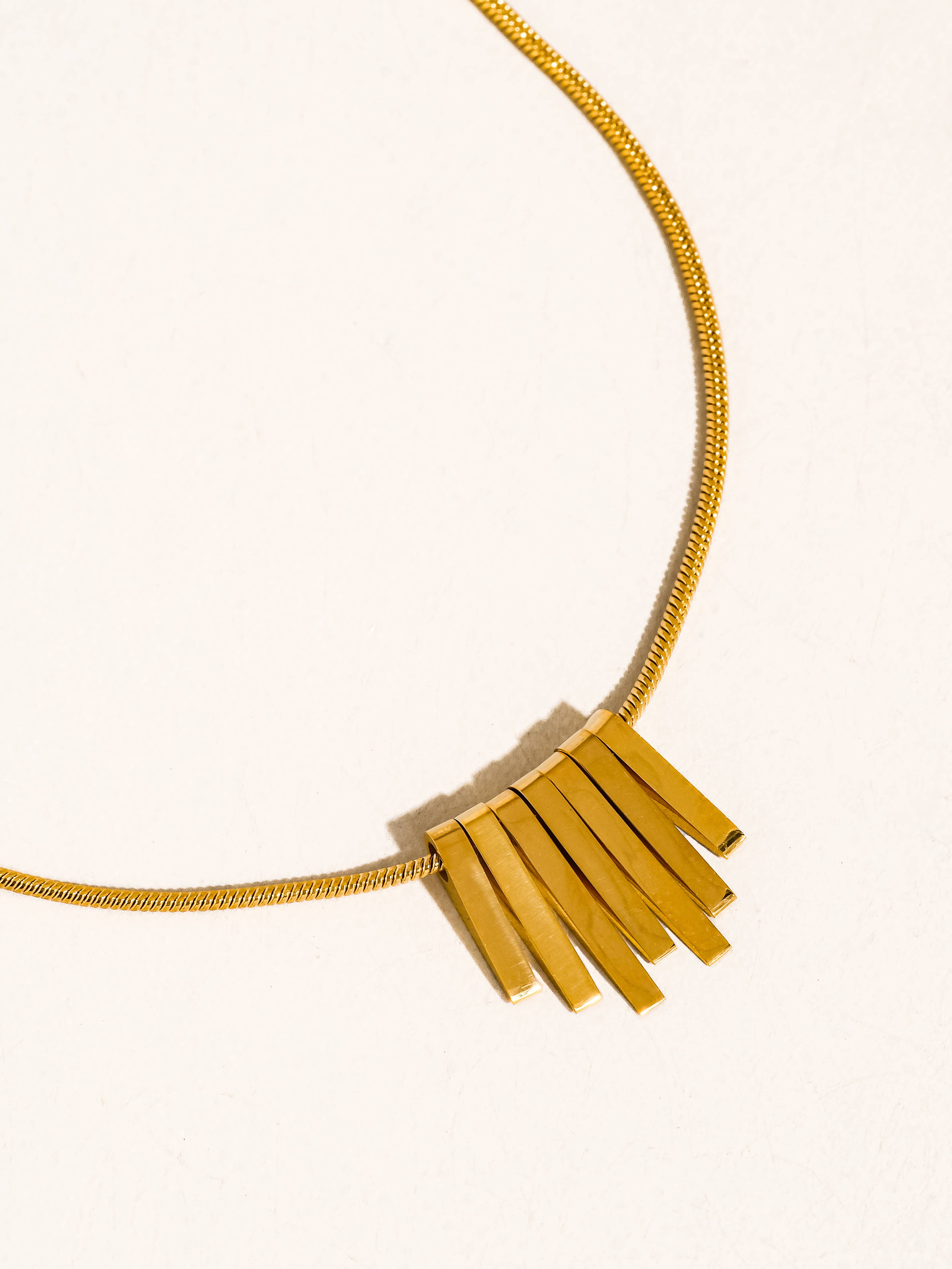 Lorraine 18K Gold Non-Tarnish Minimalist Bar Necklace