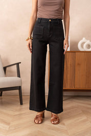 Wide leg jeans with patch pockets