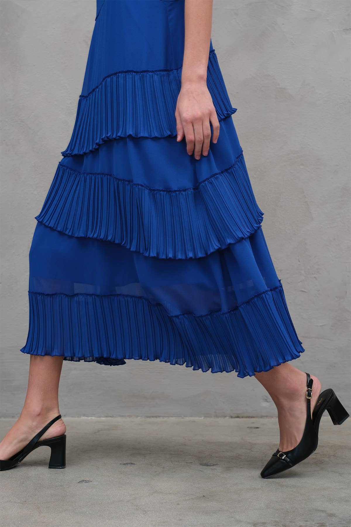 Celeste Asymmetrical Pleat Dress