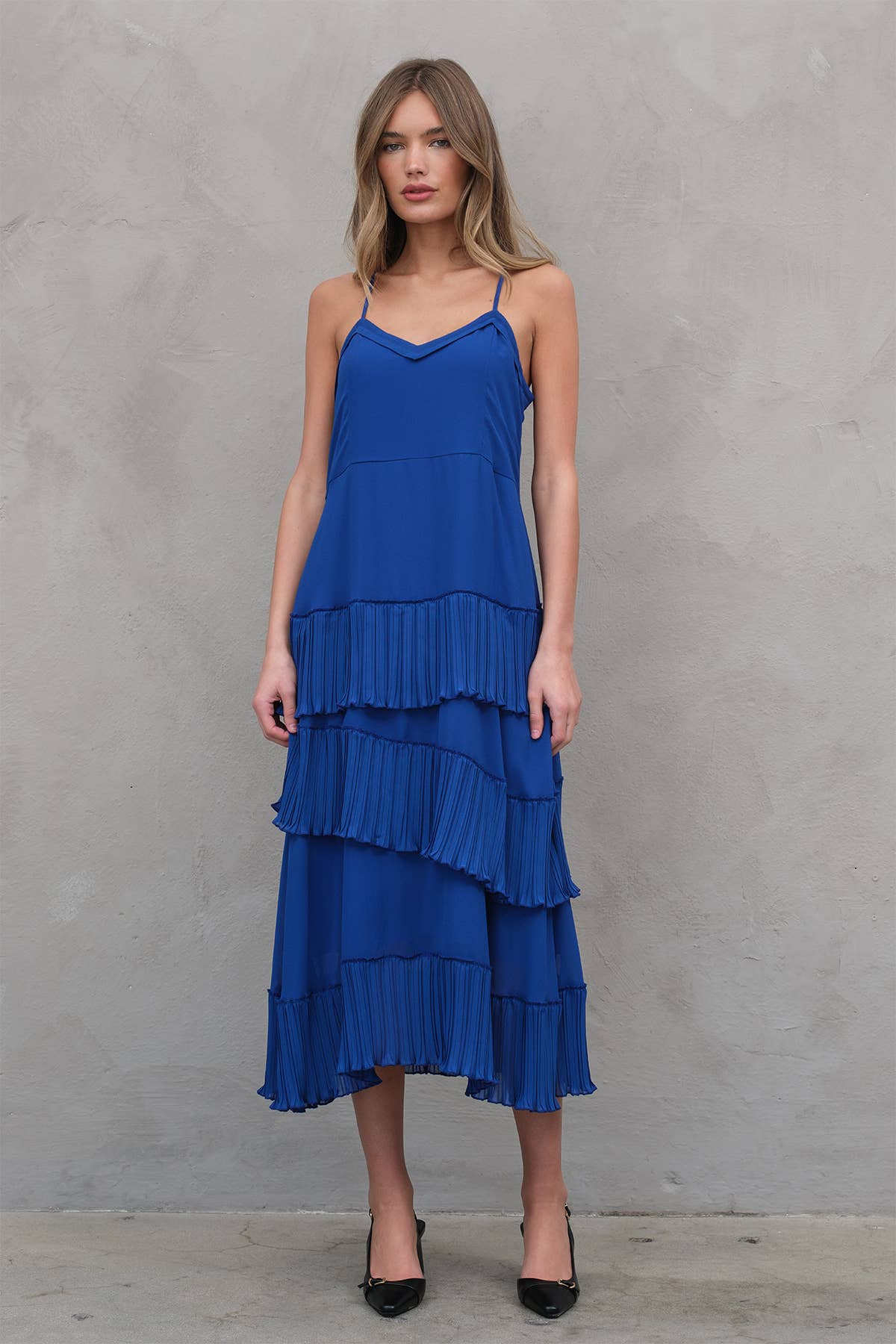 Celeste Asymmetrical Pleat Dress