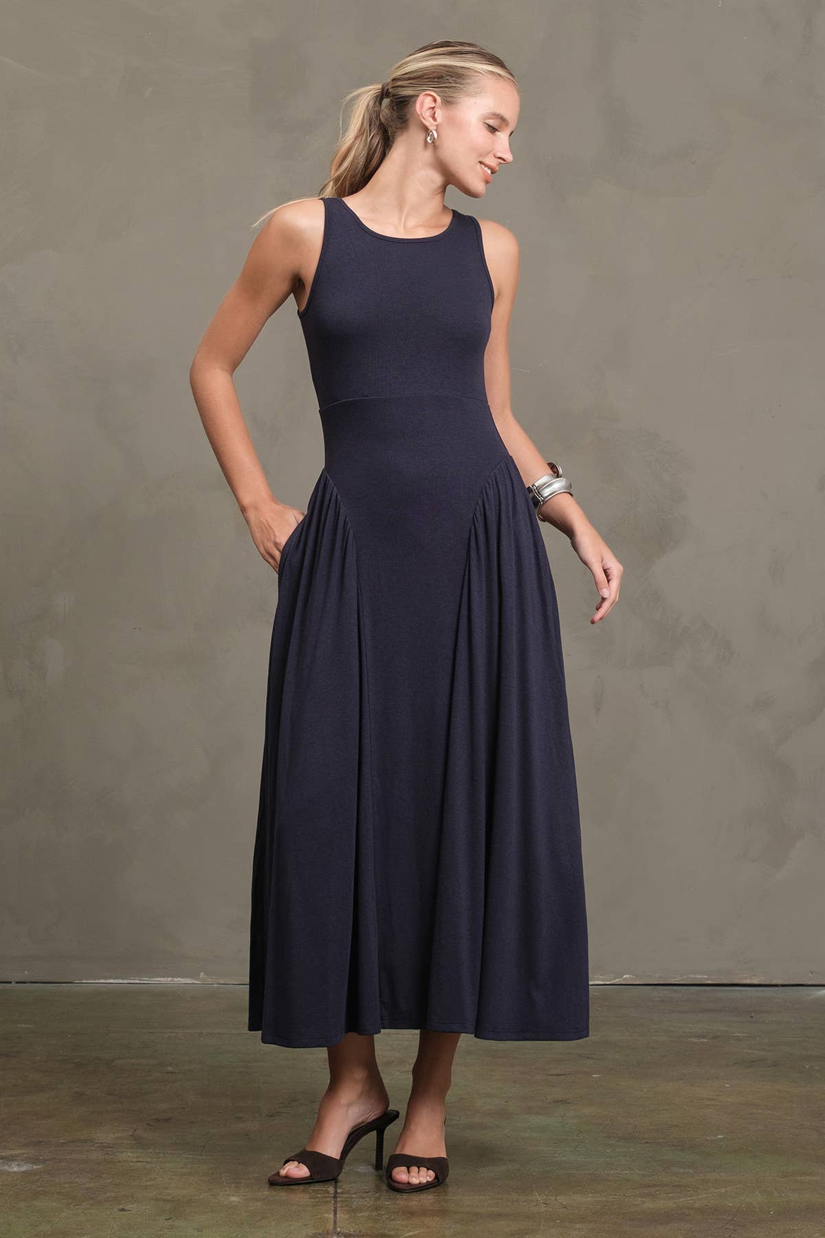 Maris Pleated Fit & Flare Dress