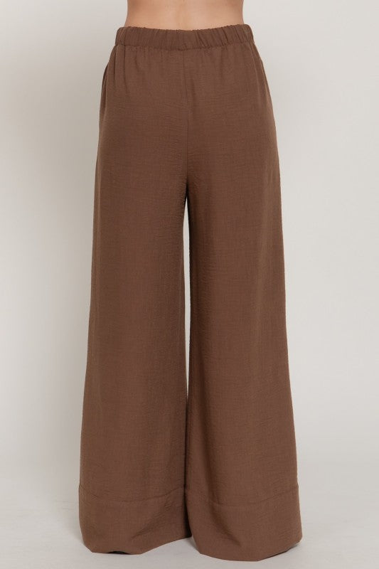 Santorini Linen-Effect Palazzo Pant