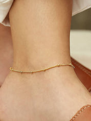 Vivi 18K Gold Non-Tarnish Classic Beaded Chain Anklets