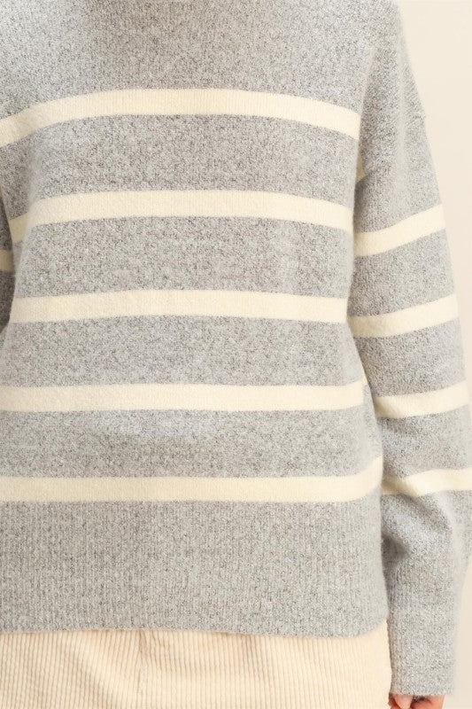 Emerson Stripe High-Neck Sweater