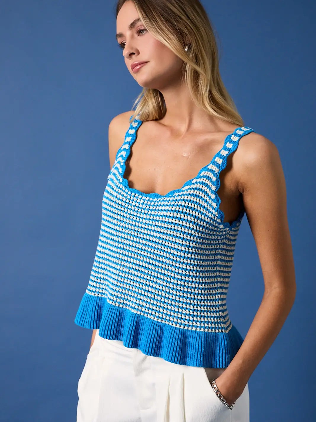 Seaside Scallop Knit Tank
