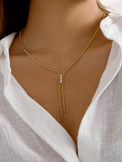 Zephine 18K Gold Non-Tarnish CZ Lariat Necklace
