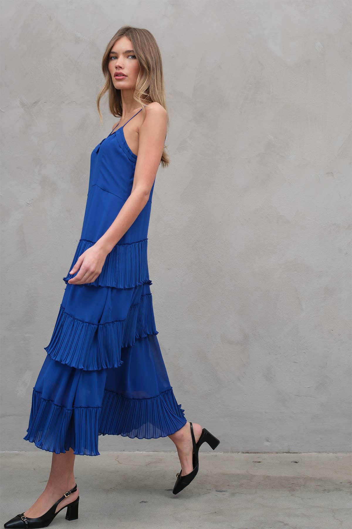 Celeste Asymmetrical Pleat Dress