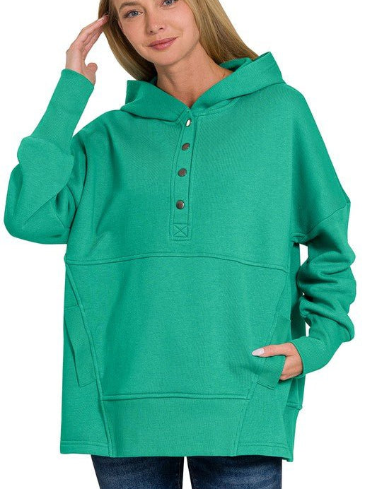 Luisa Half Button Fleece Hoodie - Style Bar