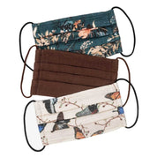 Cotton Face Mask 3pk - Butterfly - FINAL SALE• 100% cotton face mask 3pc set in 3 assorted patterns– micro dot, ivory and black tie dye • Soft cotton material • Washable & reusable • Comfortable & easy to wear • One size fits most Product info: 6.75" leng