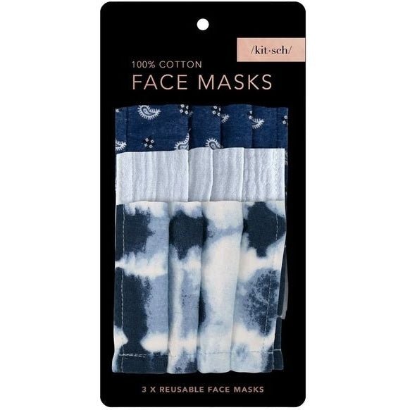 Cotton Mask 3pc Set - Blue Tie Dye - Style Bar