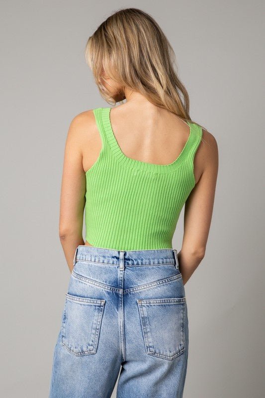 Loren Ribbed Tank - Style Bar - Olivaceous