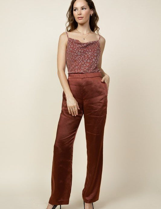 Rhys Satin Trouser - FINAL SALEPRODUCT DESCRIPTION: You'll be ready for anything the day can bring when you've got the Skies Are Blue Rhys Satin Trouser Black Satin Wide Leg Pants! These chic trousers will always keep you on top of your game with their sl